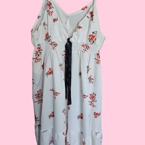 Floral Sleeveless Dress with Black Tie